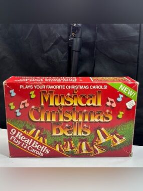 Vintage 1990 Musical Christmas Bells String Set 9 Bells Plays 12 Carols Tested